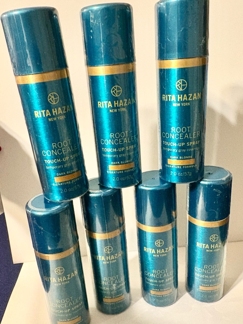 (7) RITA HAZAN Root Concealer Touch-Up Spray - Dark Blonde NEW SEALED